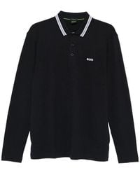 BOSS - Long-Sleeved Cotton Piqué Polo Shirt - Lyst