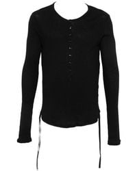 Ann Demeulemeester - Ribbed-Knit Henley Sweater - Lyst