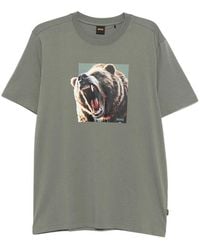 BOSS - Cotton-Jersey T-Shirt With Animal Artwork - Lyst