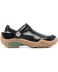 Fendi - Ff-Embroidered Leather Clogs - Lyst