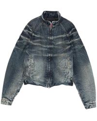 DIESEL - Faded-Effect Raglan-Sleeve Denim Jacket - Lyst