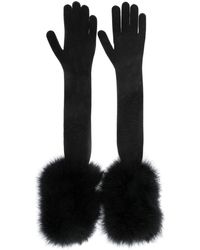 Saint Laurent - Feather-Detailed Semi-Sheer Long Gloves - Lyst
