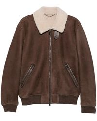 Canali - Shearling-Collar Suede Jacket - Lyst