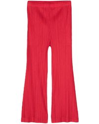 Pleats Please Issey Miyake - Pleated Cropped Straight-Leg Trousers - Lyst