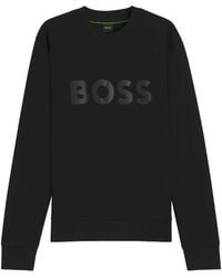 BOSS - Logo-Print Crew-Neck Sweatshirt - Lyst