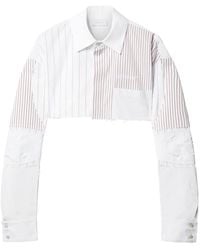 Off-White c/o Virgil Abloh - Striped Cropped Cotton Shirt - Lyst