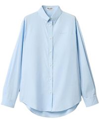Miu Miu - Button-Down Embroidered Poplin Shirt - Lyst