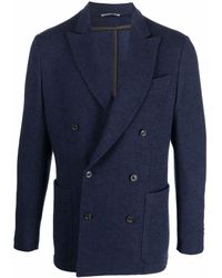 Canali Double-breasted Trench Coat - Blue