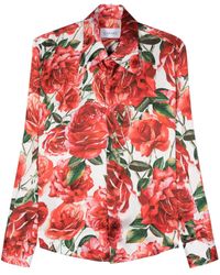 Canaku - Roses-Print Silk Shirt - Lyst