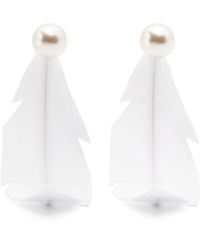 Marni - Fabric-Feather Earrings - Lyst