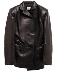 KHAITE - Double-Breasted Leather Blazer - Lyst