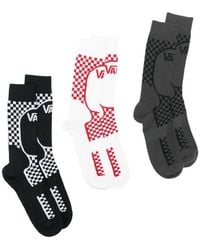 Vans - Check-Pattern Logo-Print Socks (Set Of Three) - Lyst