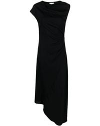 Calvin Klein - Stretch Crepe Draped Midi Dress - Lyst