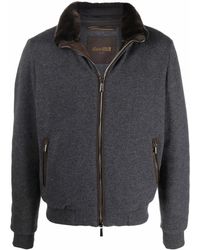 Moorer Fur Lined Zipped Down Jacket - Grey