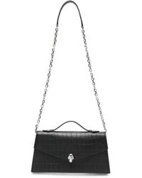 McQueen - Skull Croc-Effect Leather Cross Body Bag - Lyst