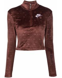 Nike Half Zip Long Sleeved Top - Brown