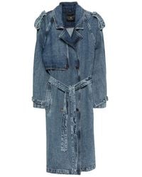 Anine Bing - Rickie Double-Breasted Belted Denim Coat - Lyst
