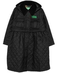 BARBOUR X GANNI - X Ganni Quilted Hooded Coat - Lyst
