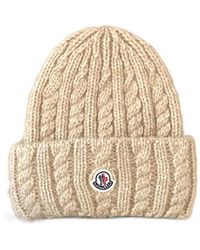 Moncler - Cable Knit Wool Blend Beanie - Lyst