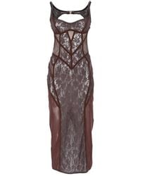 The Attico - Lace-Panelled Midi Dress - Lyst