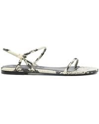 STAUD - Open Toe Strappy Snakeskin Print Shoes - Lyst