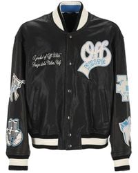 Off-White c/o Virgil Abloh - Off- Patch-Detail Leather Bomber Jacket - Lyst