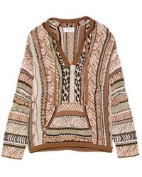 Laneus - Patterned Knitted Hoodie - Lyst