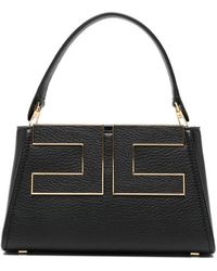 Elisabetta Franchi - Logo-Plaque Pebbled-Effect Tote Bag - Lyst