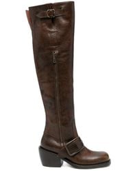 Dries Van Noten - Buckle-Detail Pebbled Leather Boots - Lyst