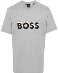 BOSS - Logo-Stamp Cotton T-Shirt - Lyst