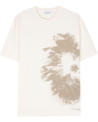 Calvin Klein - Floral-Print Cotton T-Shirt - Lyst
