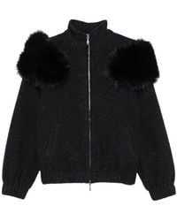 ShuShu/Tong - Faux-Fur Trim Flecked Coat - Lyst