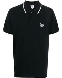 KENZO Tiger-embroidered Cotton Polo Shirt - Black