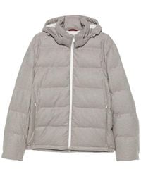 Brunello Cucinelli - Houndstooth-Pattern Quilted Jacket - Lyst
