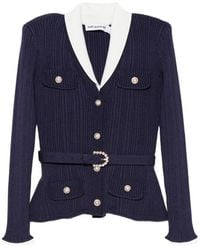 Self-Portrait - Ribbed Knit Cardigan - Lyst