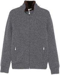 Barba Napoli - Fur-Trim Ribbed-Knit Jacket - Lyst
