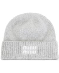 Miu Miu - Logo-Detail Beanie Hat - Lyst