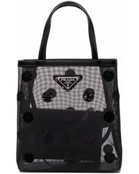 prada small sequined mesh tote bag