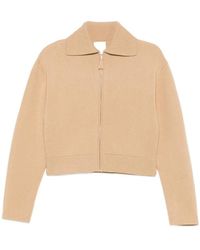 Allude - Zip-Up Ribbed-Trim Cardigan - Lyst