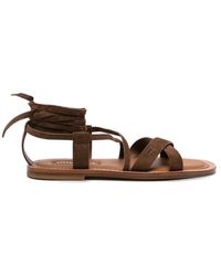 Miu Miu - Lace-Up Crossover-Strap Sandals - Lyst
