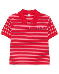 Sporty & Rich - Striped Logo-Embroidered Cotton Polo Shirt - Lyst