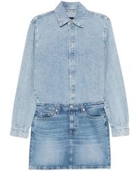 7 For All Mankind - Faded-Effect Long-Sleeve Dress - Lyst