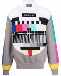 Vetements Barcode Motif Roll-neck Sweater - Grey