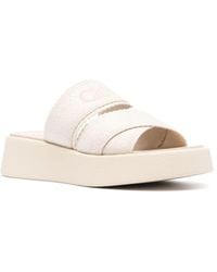 Chloé - Mila Embroidered-Logo Sandals - Lyst