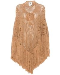 Chiara Is - Peonia Fringed-Trim Crochet-Knit Poncho - Lyst