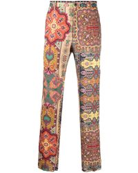 Etro Paisley Print Linen Trousers - Multicolour