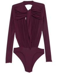 Amazuìn - Anais Pussy-Bow Open-Back Bodysuit - Lyst