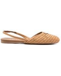 Prada - Logo-Detail Flat Pumps - Lyst