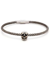 Alexander McQueen - Skull-Charm Woven Bracelet - Lyst