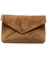 Saint Laurent - Large Cassandre Suede Clutch Bag - Lyst